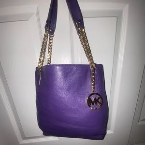 Michael Kors Leather Jet Set Medium Bag Purple